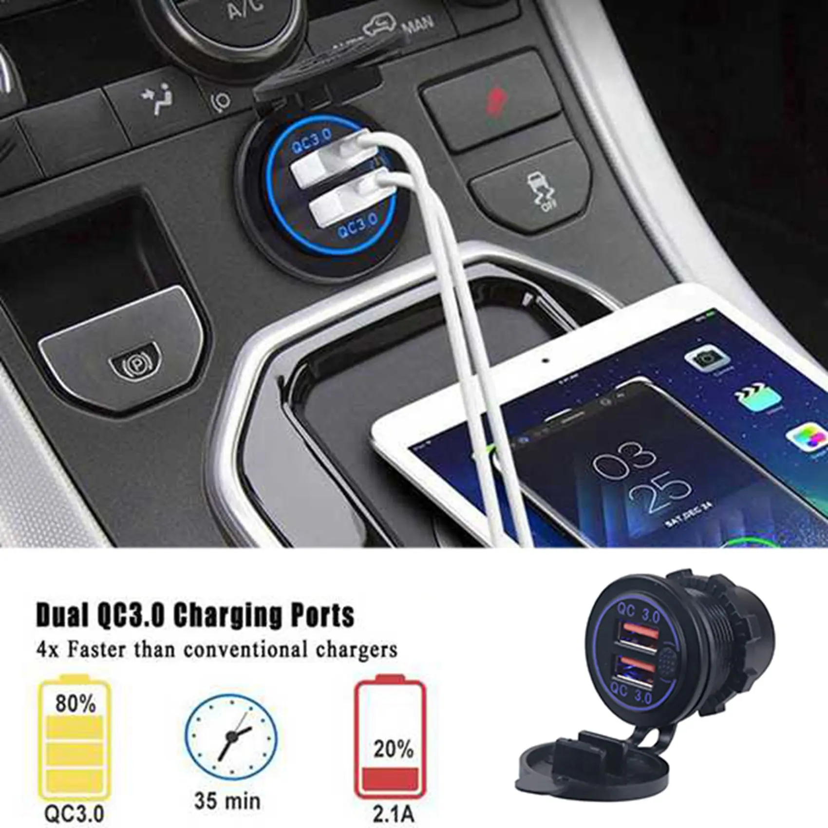   3.0  USB   ,  12V, 24V, 36W USB   ܼƮ,  ġ 