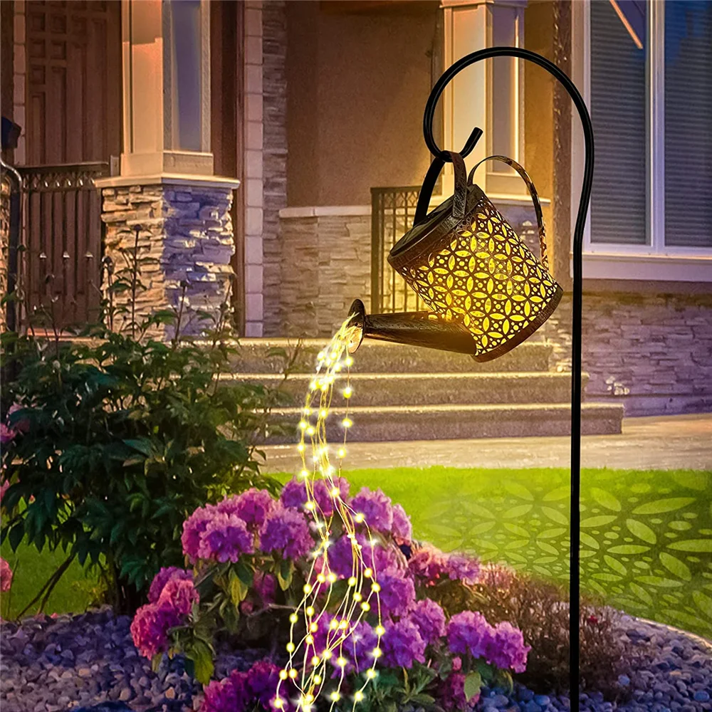 Outdoor Solar Led String Light Enchanted Watering Can Light Waterproof Garden Decor Yard Retro Lamp Table Patio Lawn Yard Art
