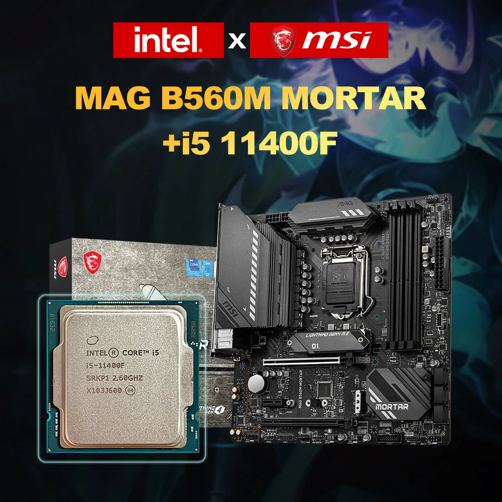 Lot Composants PC Occasion : Intel Core I5 11400 + Carte Mère MSI B560M + 32 Go RAM DDR4