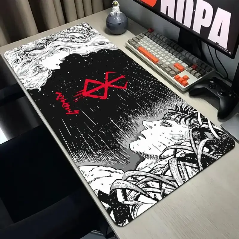 Black White Anime Mouse Pad Guts sword in berserk Gamer Mouse Mat Computer gaming Accessories Keyboard Laptop mouse Desk pad - Image 14