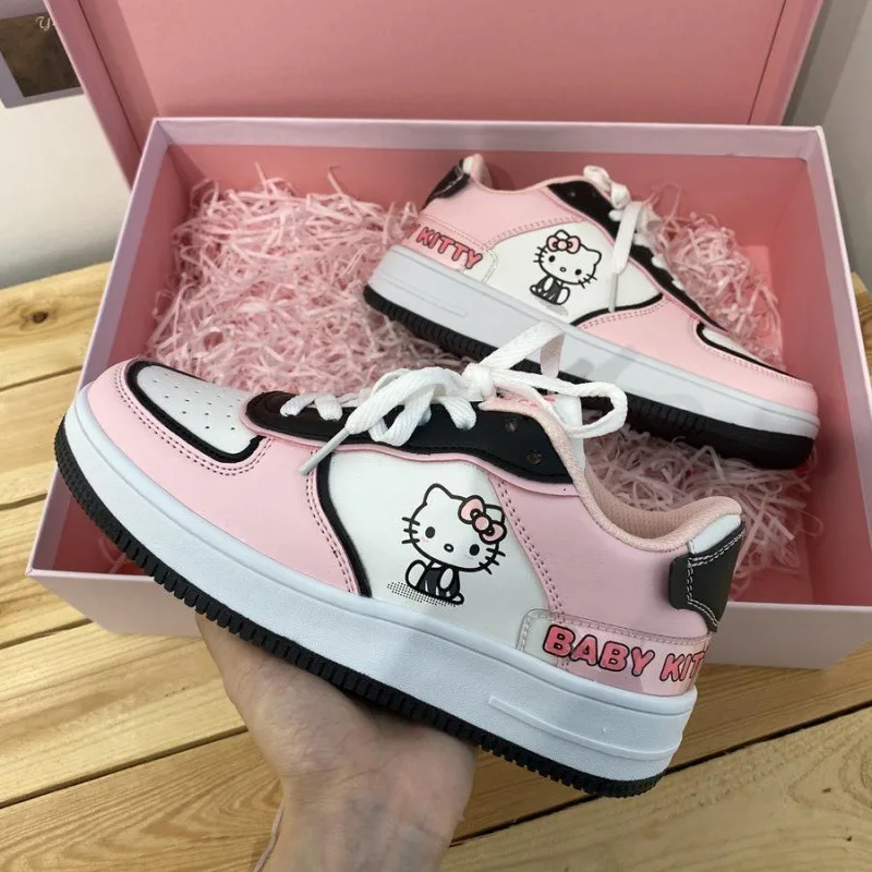 

Sanrio Spring/autumn Girls Hello Kitty Y2k Cute Pink Sneakers Female Harajuku Soft Girl Skateboard Shoes Casual Vulcanized Shoes