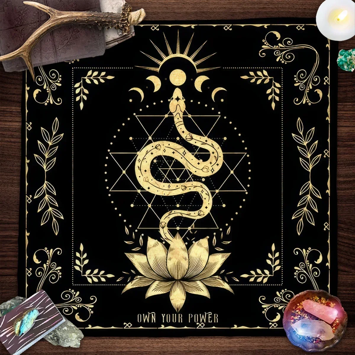 Own Your Power Altar Cloth Moon Phase Snake Tarot Cloth Spread Tarot Reading ClothWitch Wiccan Home Decor Party Gift 2