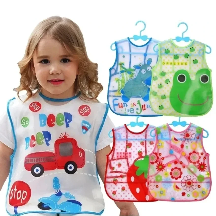 

Baby Bibs New Cute Children Baby Stuff Toddler Waterproof Sleeveless Art Smock Feeding Bib Apron for Kids 1-3 Years Baby Stuff