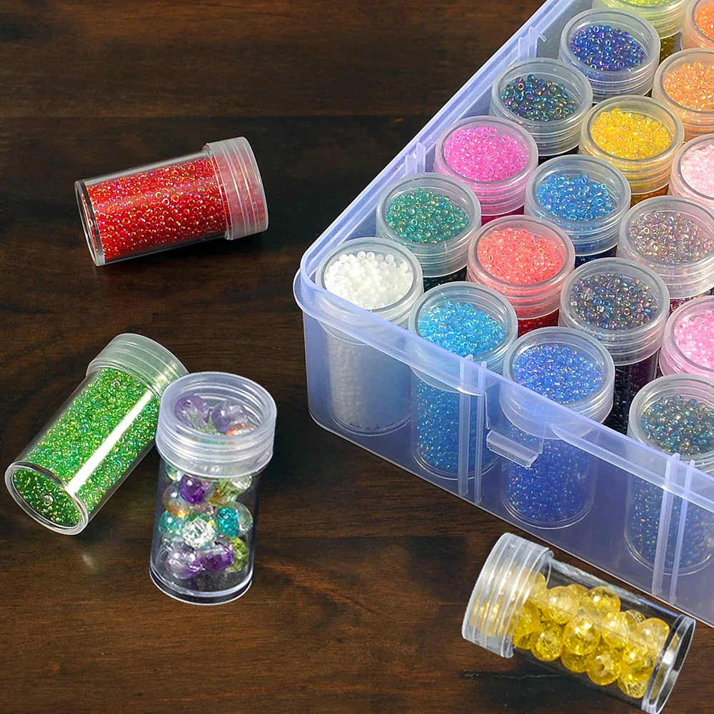 Plastic Storage Box 1pc 24/30/48/60/80 Slots DIY Diamond Painting Beads Charms Jewelry Accessories Organizer