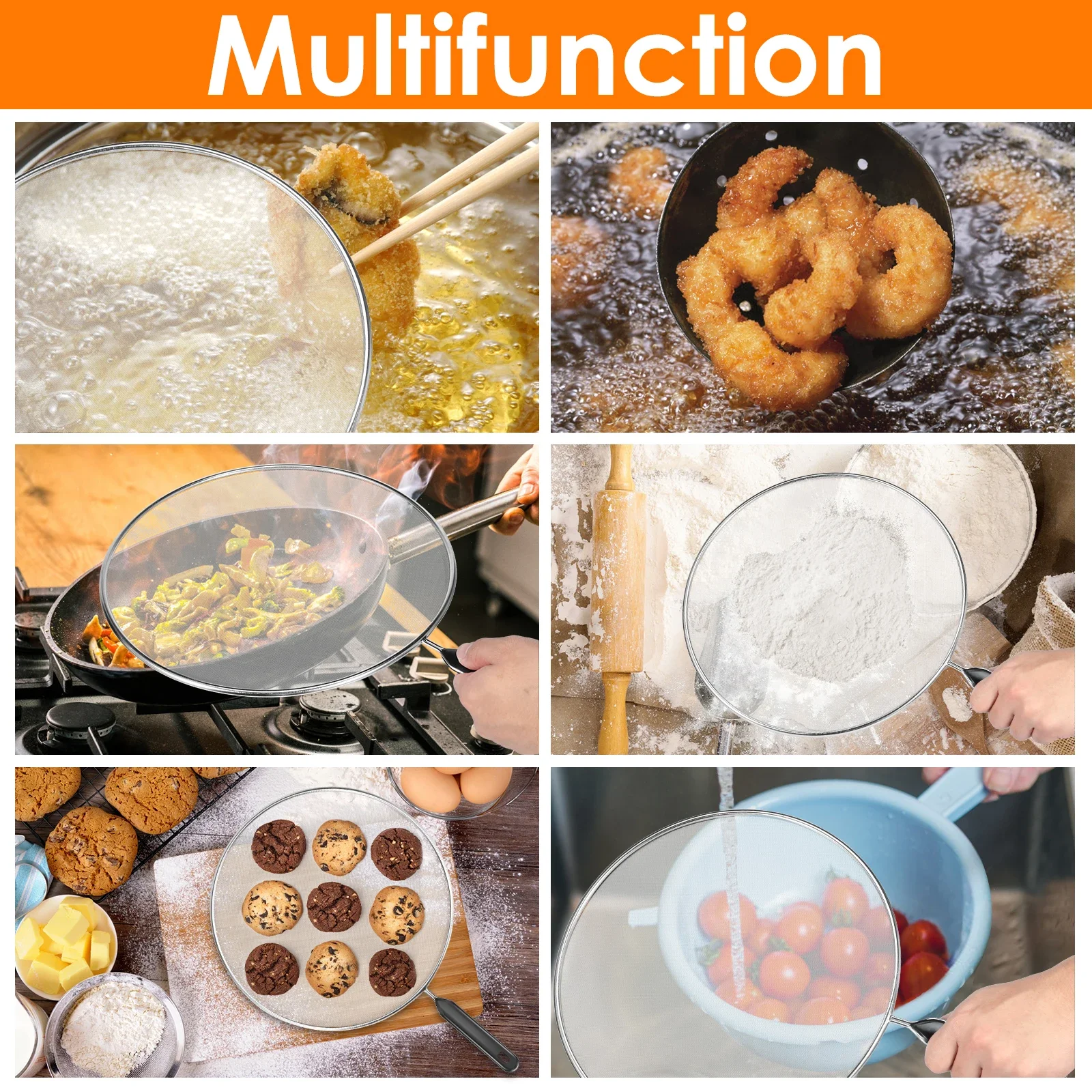 25/29/33cm Grease Splatter Screen for Frying Pan Stops 99% of Hot Oil Splash Splatter Guard for Cooking Iron Skillet Lid