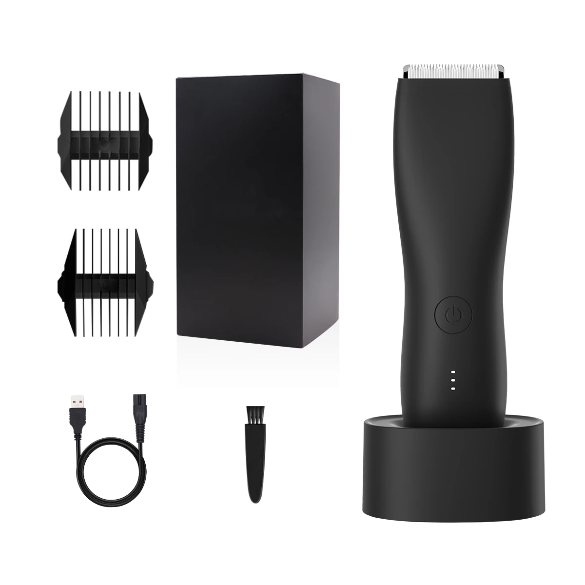 Electric Groin Hair Trimmer with Replaceable Ceramic Blades, Waterproof Wet-Dry Functionality & Standing Recharge Dock 2