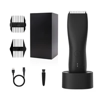 Electric Groin Hair Trimmer with Replaceable Ceramic Blades, Waterproof Wet-Dry Functionality & Standing Recharge Dock 2