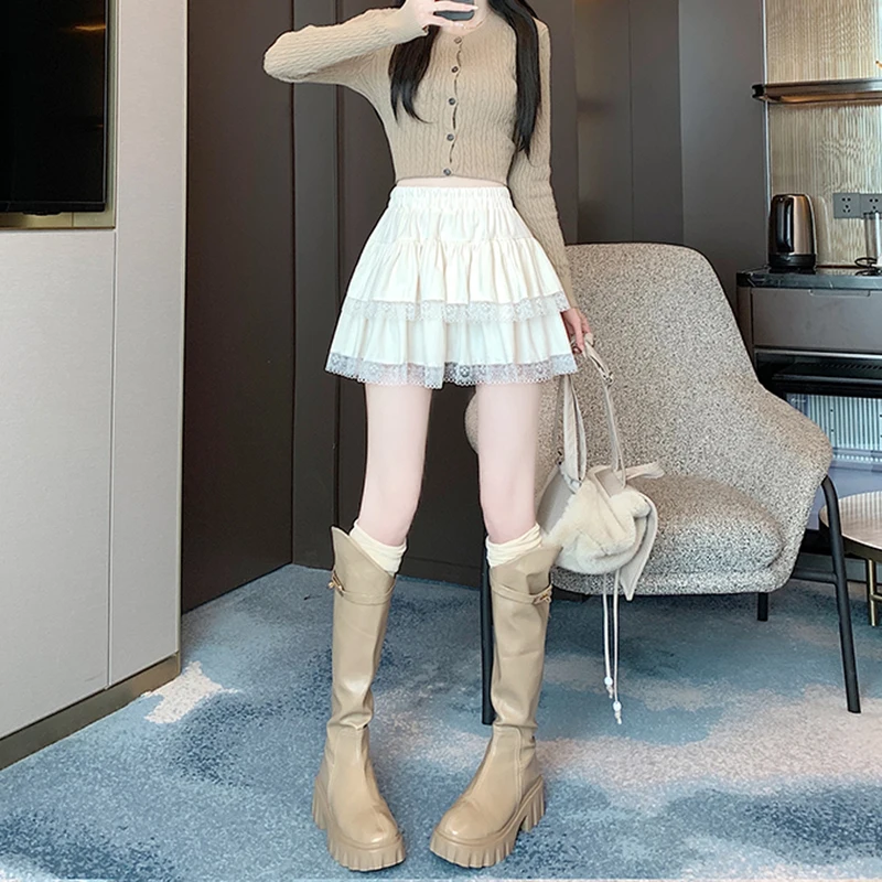 y2k Mini Skirt Women Coquette Clothes Lolita Fairycore High Elastic Tiered Ruffle Skirts Goth Lolita Skirts Streetwear