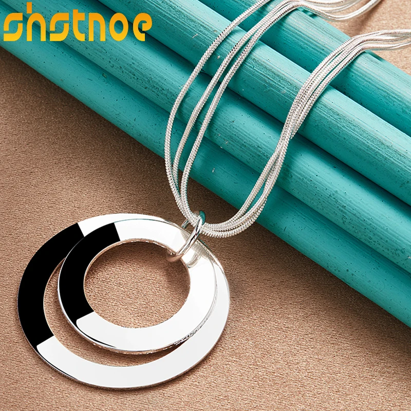 

SHSTONE 925 Sterling Silver 18 Inch O-type Frosted Snake Chain Pendant Necklace For Women Man Engagement Wedding Fashion Jewelry
