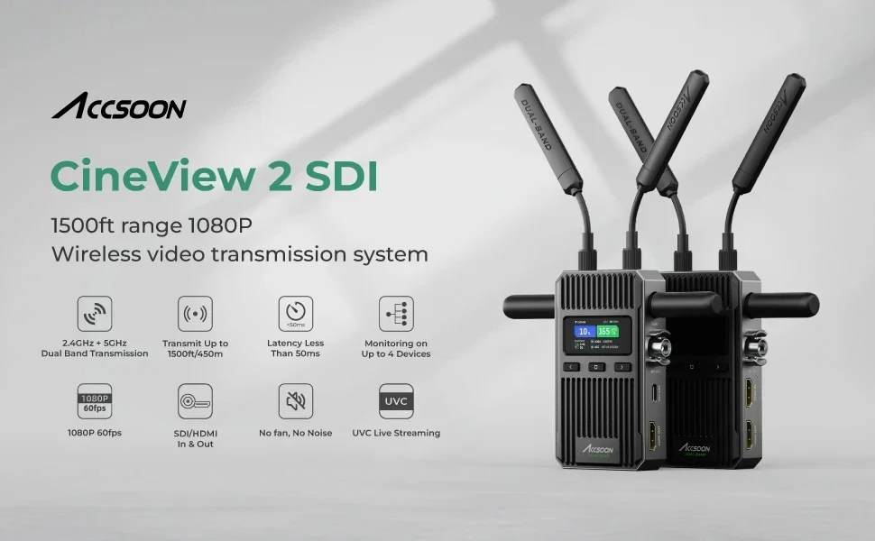 Accsoon CineView 2 SDI Wireless Video Transmission System Dual-Band SDI HDMI 150