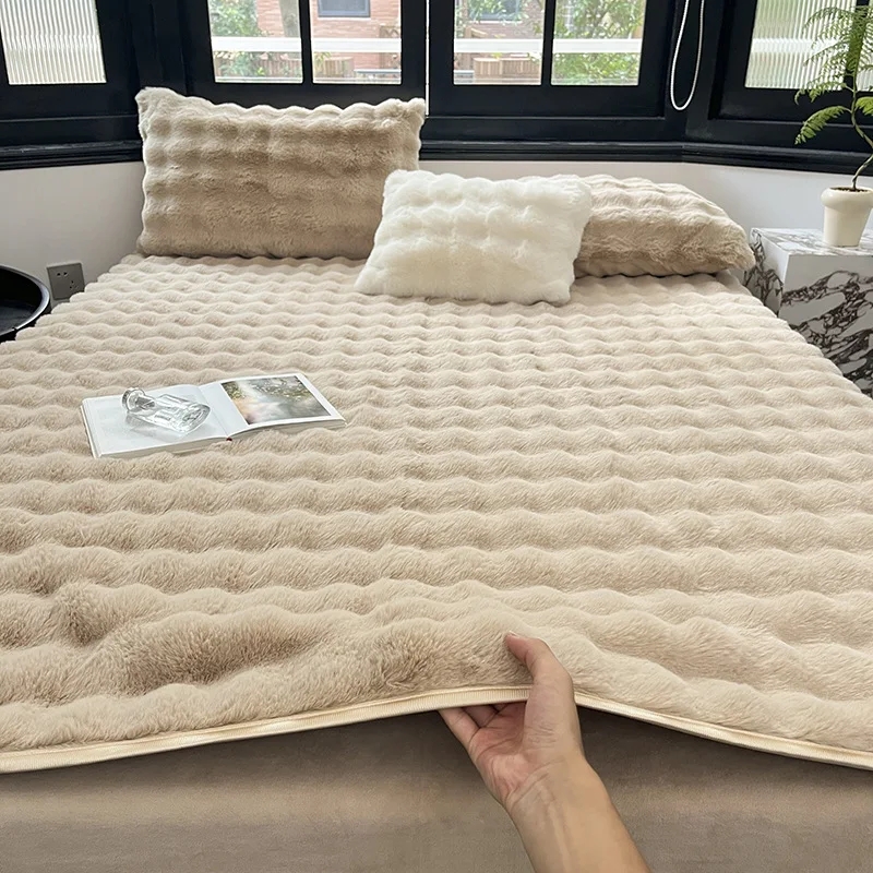 

Winter Thick Seat Couch Modern Fluffy Non-slip Plush Rabbit Wool Sofa Sitting Cushion Cover Slipcover Cushion Covers Towel Decor