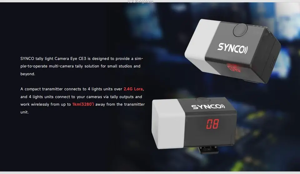 SYNCO CE3 タリーライト 4 ライト送信機付き 2.4G ワイヤレス伝送