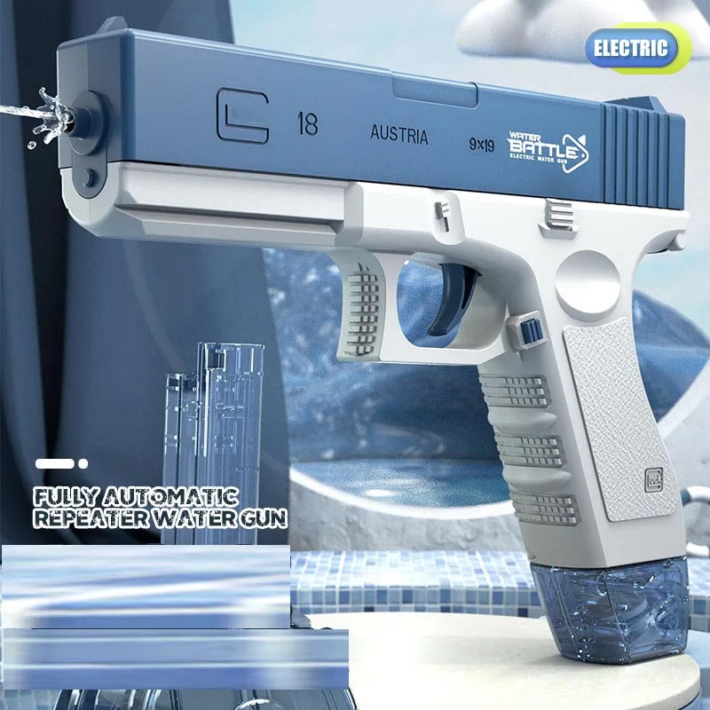 New Water Gun Electric Glock Pistol Shooting Toy Full Automatic Summer Water Beach Toy For Kids Boys Girls Adults