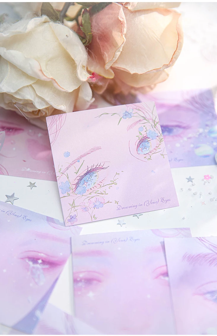 60 Blatt Indulge in Eye Serie Kawaii Ins zerreißbare Nachricht Memo kreative Collage DIY Scrapbook handgemachte Ästhetik Bastelpapier – Detail 6