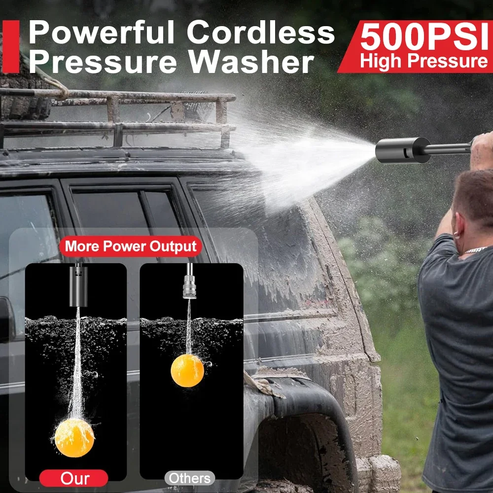 EAFC Cordless High Pressure Cleaning Car Washer 100Bar 40WH/80WH Battery Li-ion Batter Electric Car Wash Machine For AUTO Home 2