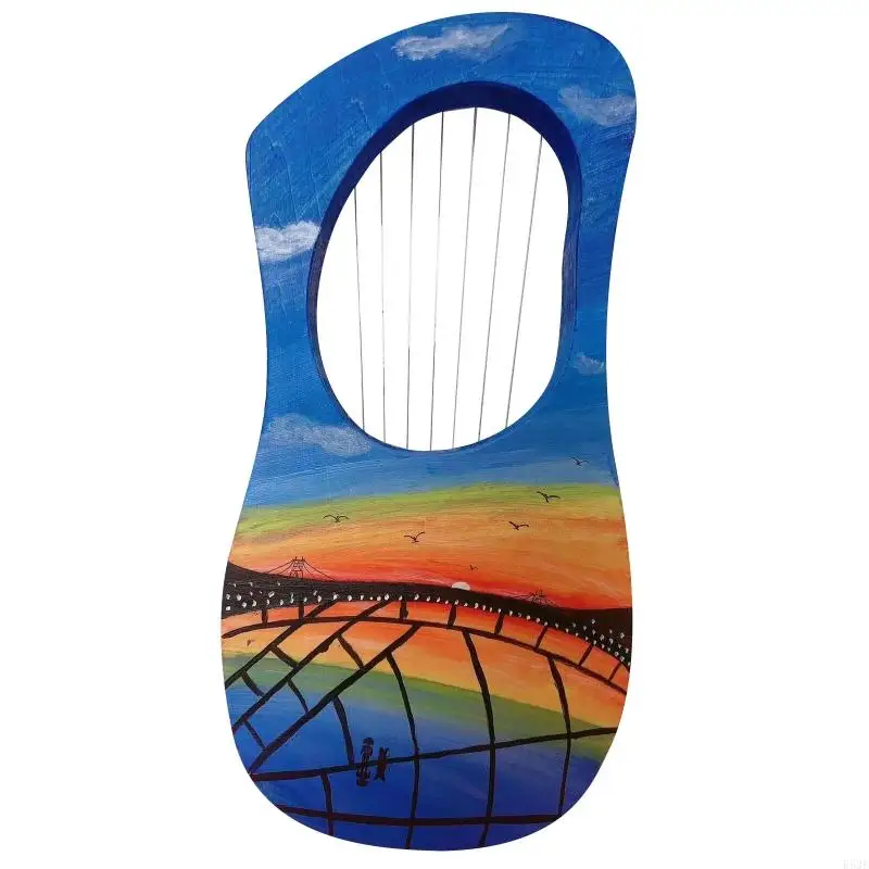 7-String Lyre Harp Ancient Style Lyres Terminalia Wood String Instrument with Carry Bag for Extra String Set and Accesso