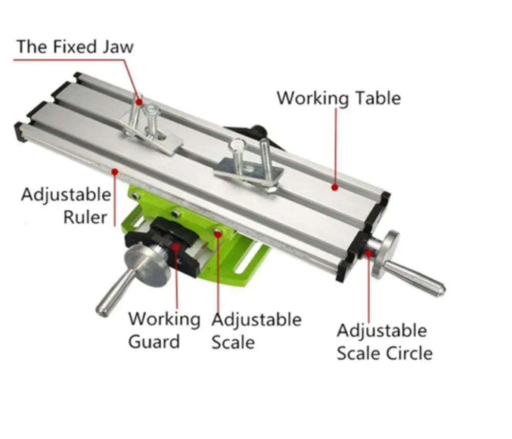 Milling Machine Tools Tilting Milling Table Mini Precision Milling Machine Worktable Multifunction Drill Vise Fixture Working Table Bench Drill Cross Table Support 6300
