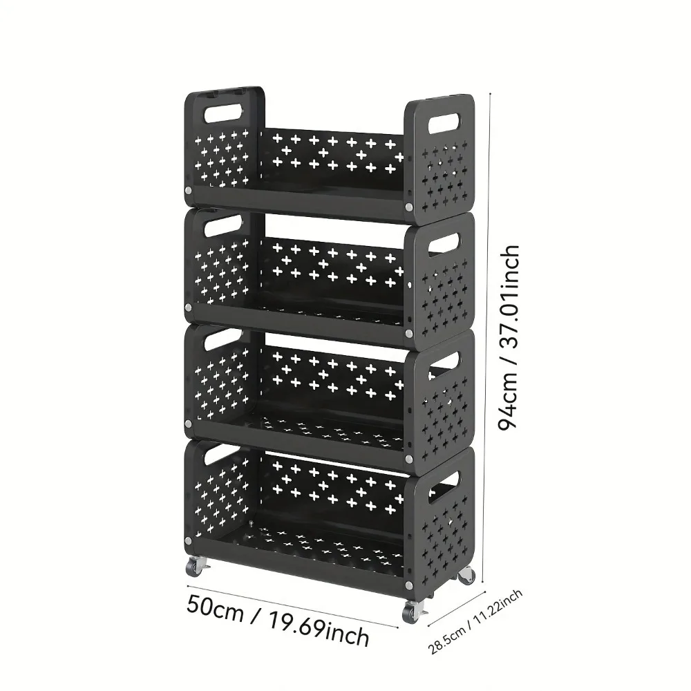 Multi Functional Storage Rack Movable Floor Standing Multi-layer Snack Rack Floors Standing Hollow Out Breathable Storage Cart