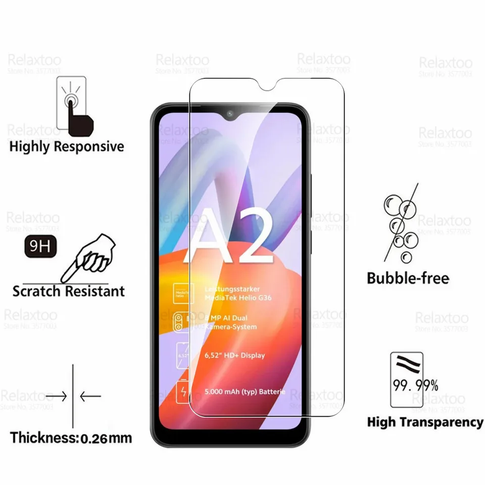 Cover Per Xiaomi Redmi A1 / A2 Con 3 Pellicole In Vetro Temperato - Custodia Morbida TPU Trasparente, 6,52'' - 6