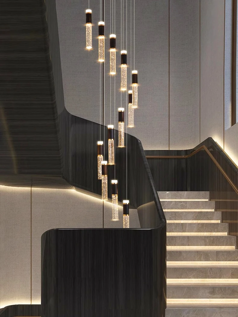 Modern Crystal Chandelier - Elegant Pendant Lamp for Living Room and Staircase