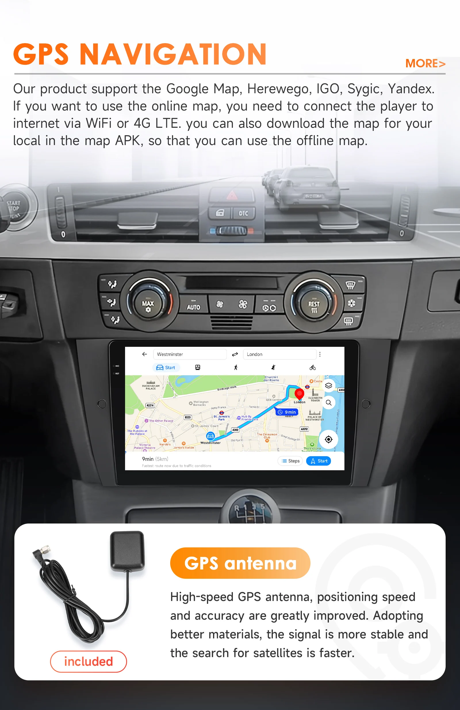 9" Hizpo 2Din Android Autoradio für BMW E90 E91 E92 E93 2006 - 2012 Snapdragon 6115 GPS RDS DSP SWC 4G BT Auto CarPlay 360 ° CAM – Detail 31