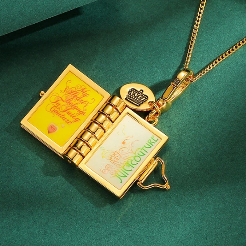 Fashion Luxury Openeable Flip Page Book Pendant Necklace for Women Keychain Pendant Elegant Party Jewelry Valentine's Day Gift 3