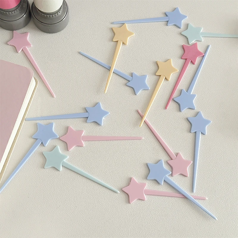 50pcs Photography Props Colorful Stars Shaped Cake Top Fruit Dessert Sign Insert Flag Wedding Decoration DIY Accessories