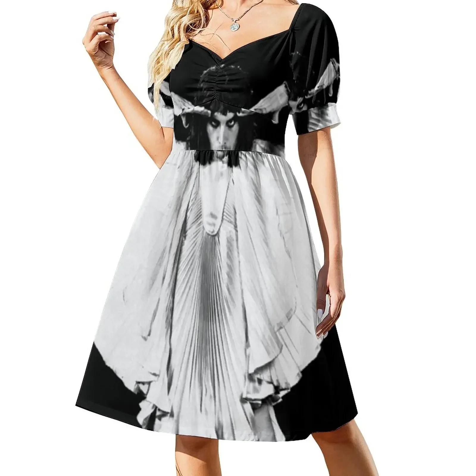 thumbnail image 1 of Vestido túnica blanca de manga corta Mick Rock vestidos para mujer elegante vestido de novia para invitada Vestidos elegantes, 1 of 7
