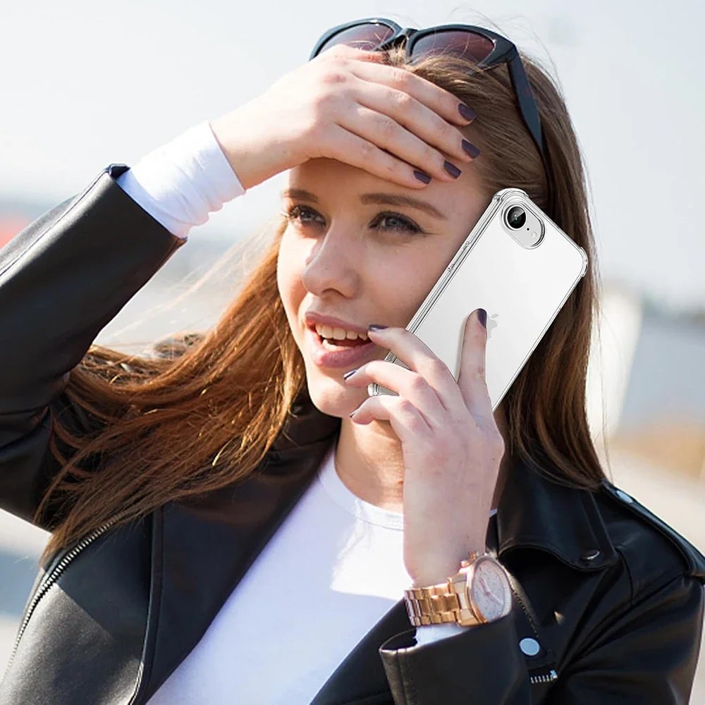 Luxury Shockproof Silicone Soft Case with Thin Clear Back - Transparent Shell Coque