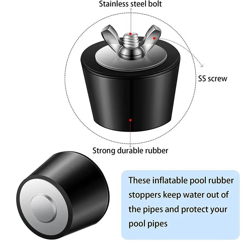 New Rubber Pool Winterizing Plug With Stainless Steel Screw Black Winter Expansion Plug Swimming Pool Fittings