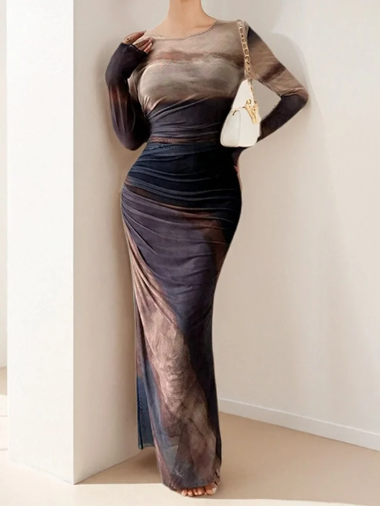 Wmstar Dress Women Wholesale Spring 2025 Cross Border European American Clothing Sexy Slimming Waist Cinching Long Sleeved