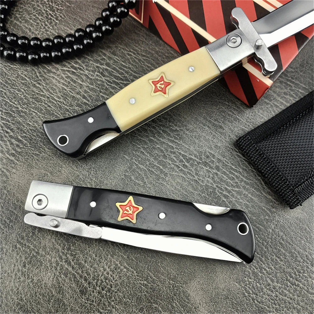 High Quality Tactical Pocket Folding Knife 440C Blade ABS Handle with  Nylon Sheath EDC Outdoor Knives Hunting Survival Tools 4