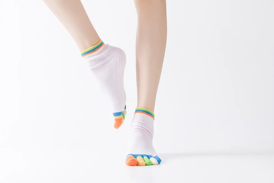 WOSWEIR 1 Pair Women Sports Yoga Socks Five Finger Slipper Anti Slip Lady Pilates Ballet Heel Professional Dance Protector 25 Sad7a52a8b3674da19b251675c59813254