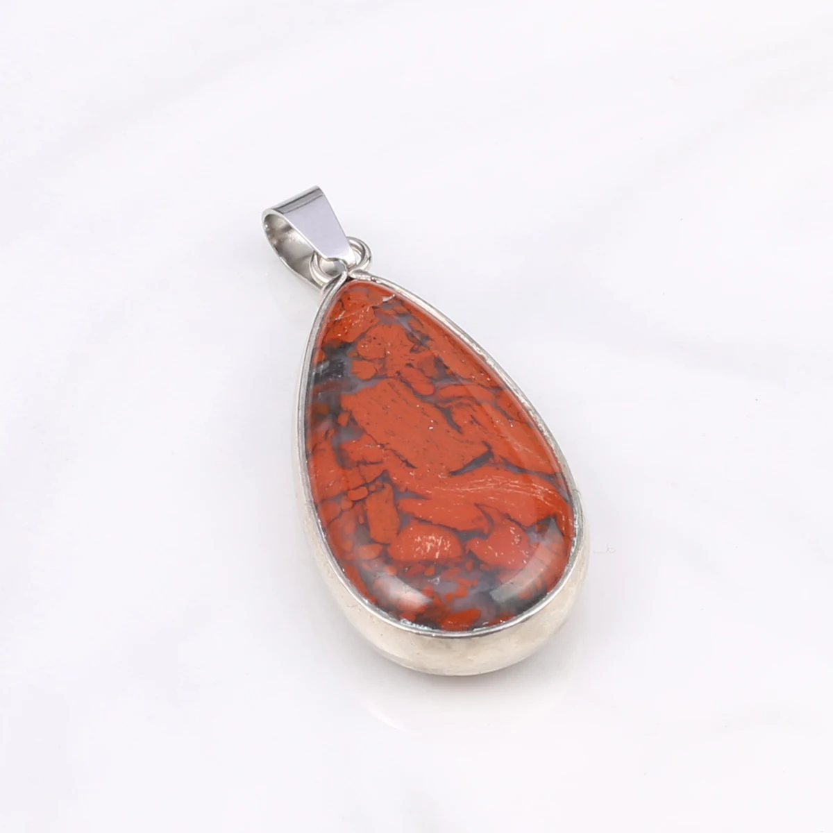 Natural Semi-precious Stone Drop-shaped African Bloodstone Boutique Pendant Making DIY Fashion Charm Necklace Jewelry Gift 2