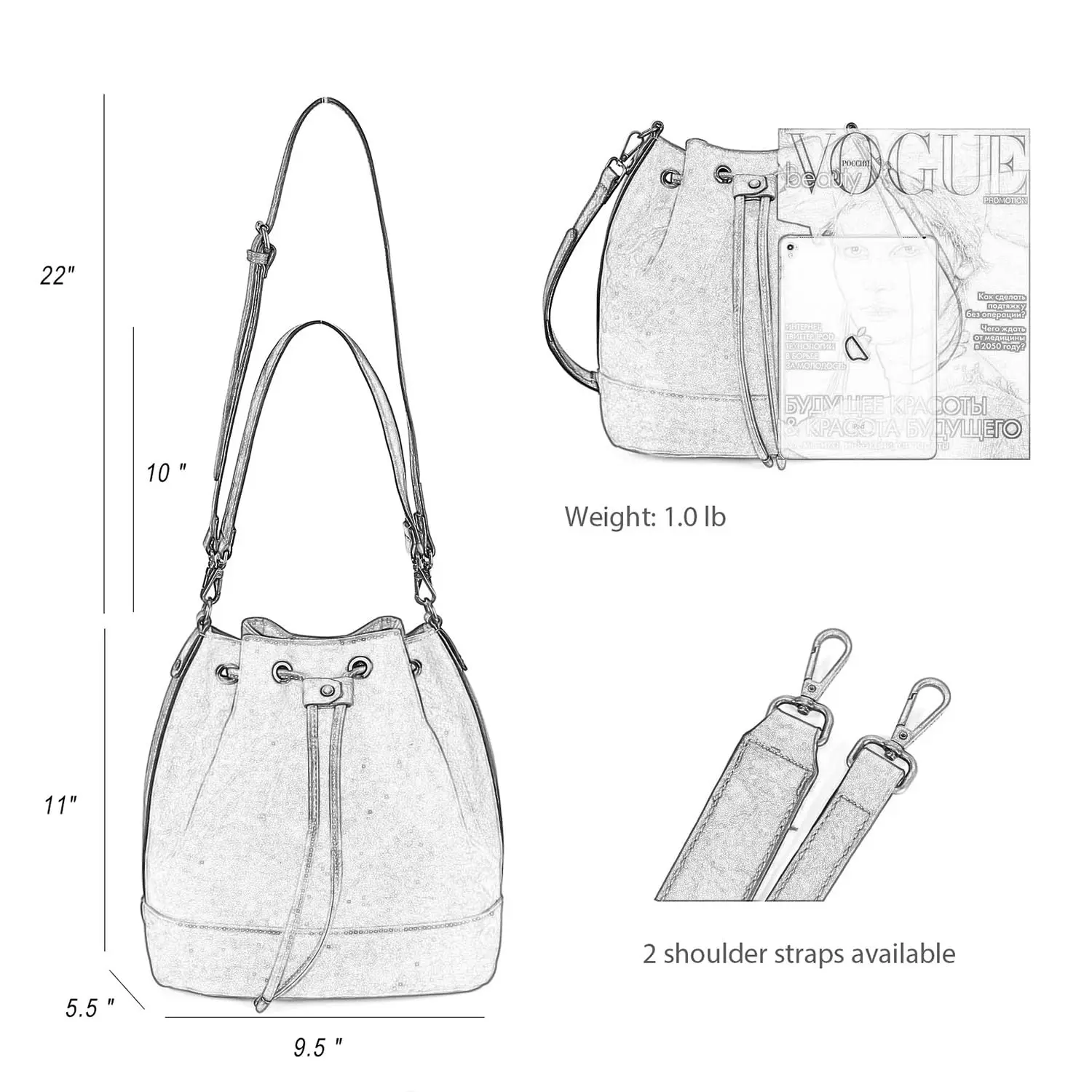 Sac à Main Cabas Femmes Lycéenne Sac à Bandoulière Grande Capacité Et Volume Avec Anses Longues