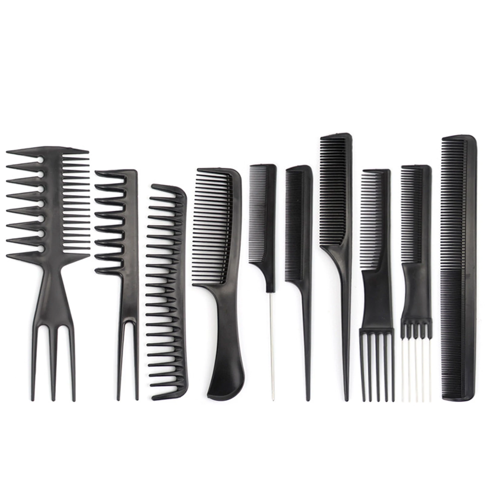 10pcs/lot Black Hair Comb Set Styling Hairdressing Comb In 10 Designs Barber Cover Training Tail Comb Hair Comb Styling Comb