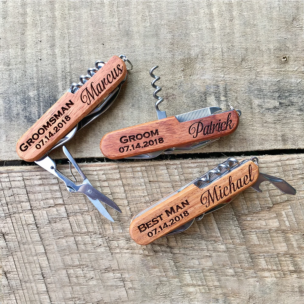 Folding Knife Personalized Swiss Knife Stainless Steel Army Folding Knives Portable Multi-tool Pocket Size Knife Groomsman Wedding Gift