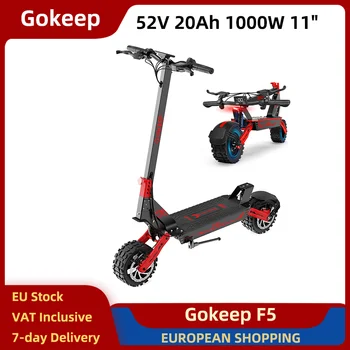 Monopattino Elettrico Gokeep F5 1000W 52V 20Ah 11" Fuoristrada Pieghevole per Pendolari con Doppia Sospensione Idraulica 70km 55km/h Rosso