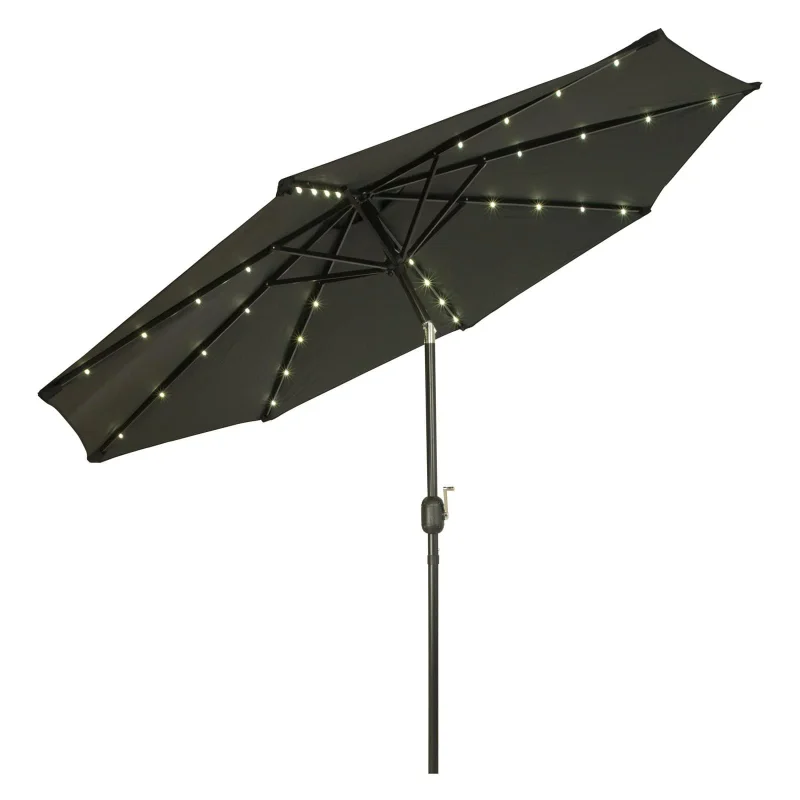 

Trademark Innovations 9' Black Octagon Deluxe Solar Powered LED Lighted Patio Umbrella