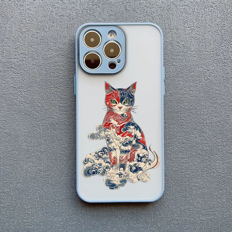 Japanischer Stil Buntes Katzen-Design Handyhülle für iPhone 17 16 15 14 Pro Max Plus 11 12 13 Mini Pro Max XR X XS Rückseiten-Cover – Detail 5
