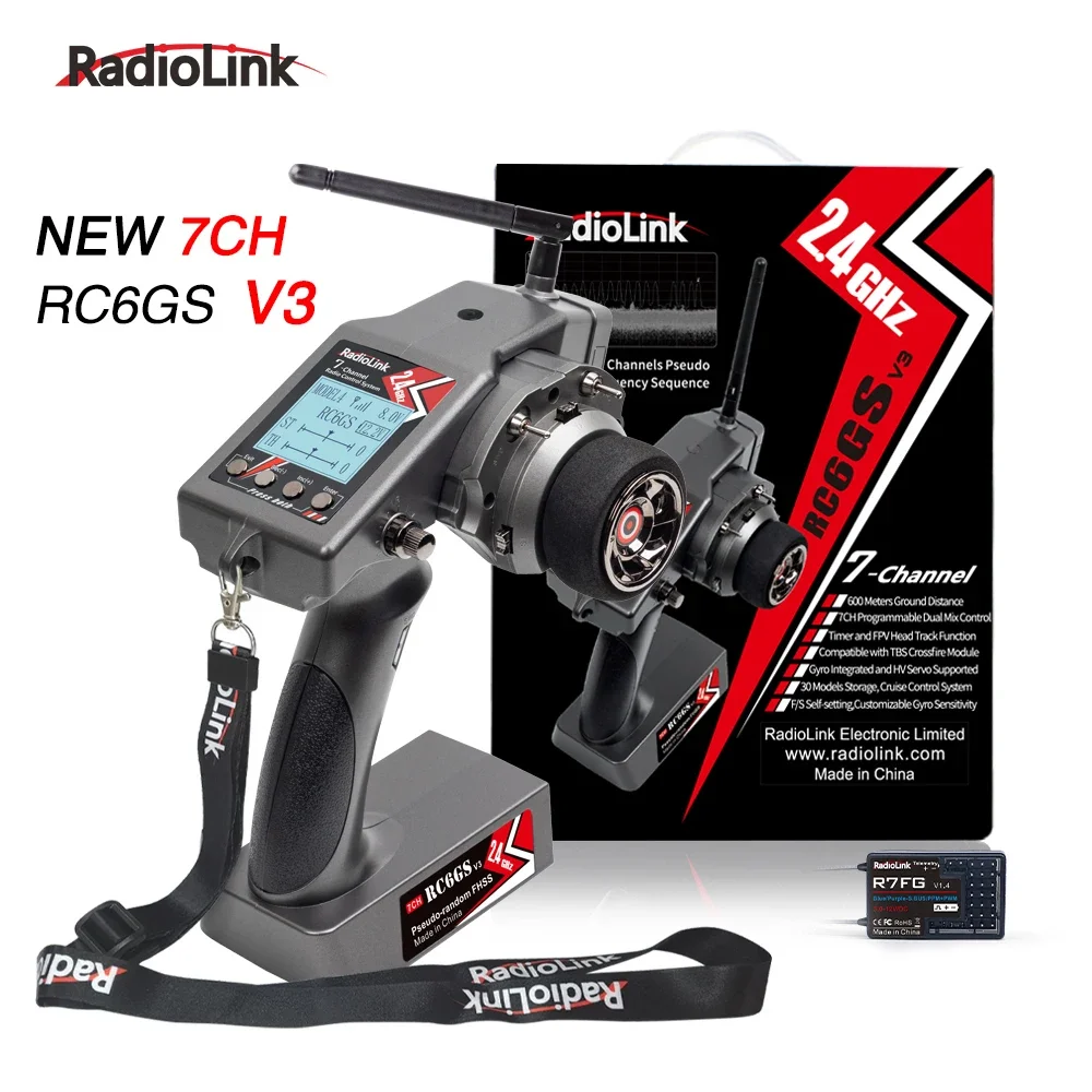 Radiolink RC6GS V3 2.4G 7 canaux avec récepteur R7FG télémétrie gyro