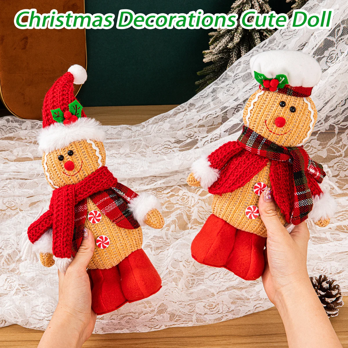 Christmas Standing Gingerbread Man Desktop Ornaments Creatived Cute Doll Decorations Christmas Gifts Props Home Decor