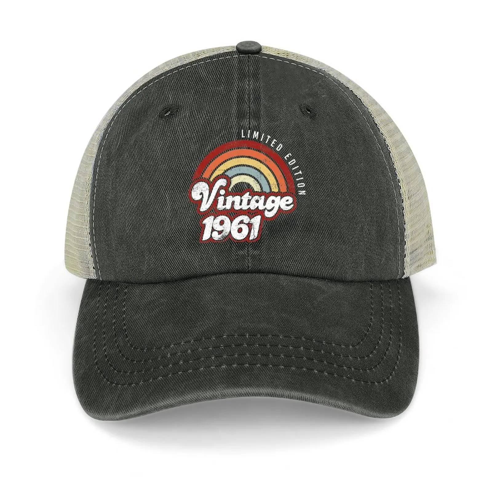 

Vintage 1961 60 Years Old 60th Birthday Limited Cowboy Hat Sunscreen Golf Cap Beach Outing Man Women's