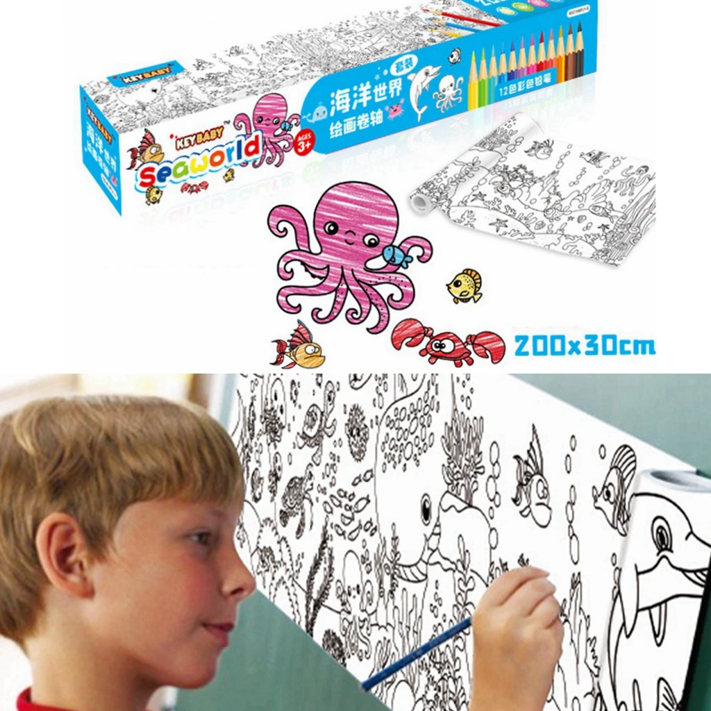 Coloring Paper Roll Drawing Toys for Children Montessori Color Filling Paper Sticker Learning Educational Toy