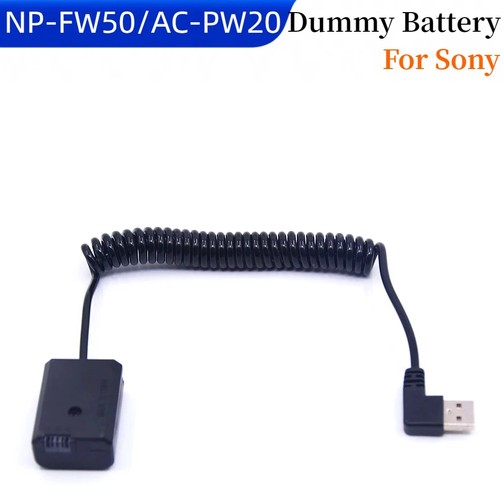 

NP FW50 Dummy Battery USB Spring Power Cable for Sony ZV-E10 A7 A7II A7R NEX5 X3 A3000 A5000 A7000 A6500 A6300 A6000 DC Coupler