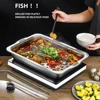 Large Capacity Stainless Steel Fish Deep Plate Both Gas and Induction Cooker BBQ Fried Beef Food Tray Seafood Dish Bbq Plate 2