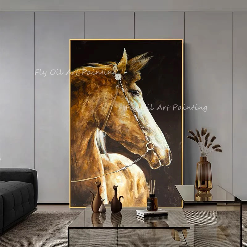 

Horse Cute Animal High quality Handmade oil painting on canvas texture poster wall art decor hanging picture for living room