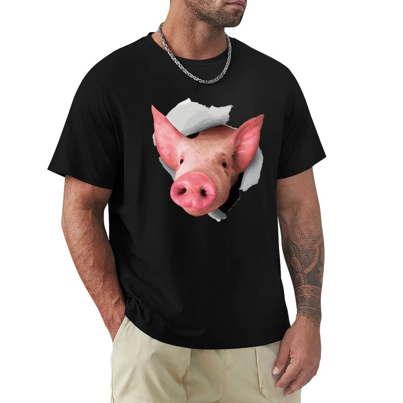 

Funny Pig Lover Farm Animal T Shirts Graphic Cotton Streetwear Short Sleeve Birthday Gifts Summer Style T-shirt Mens Clothing