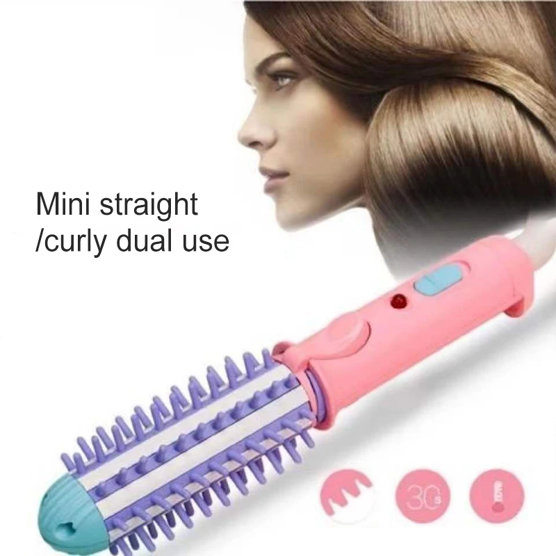 Mini Curling Iron Dual-use Straight Clipboard Small Electric Clipboard Female Curling Straight Comb Portable Student Dormitory 2