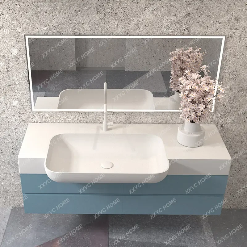 Small Apartment Narrow Edge Embedded Front Convex Half Throw Hand Washing Washbasin Cabinet Bathroom Bathroom Cabinet